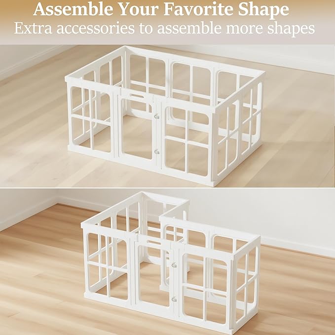 Clear Acrylic Dog Playpen with Door, for Puppy Cat Rabbit Transparent Pet Pen, Dog Playpen Indoor, Dog Fence, Easy Assemble &amp; Cleaning Dog Pen for Small &amp; Medium Dogs (23.6“ Height, 10PCS)