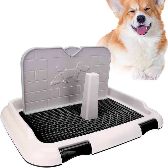 Indoor Dog Potty Tray - Miniature Poodle Pad Holder, Anti-Slide Plastic Potty for Small &amp; Medium Dogs (Black)