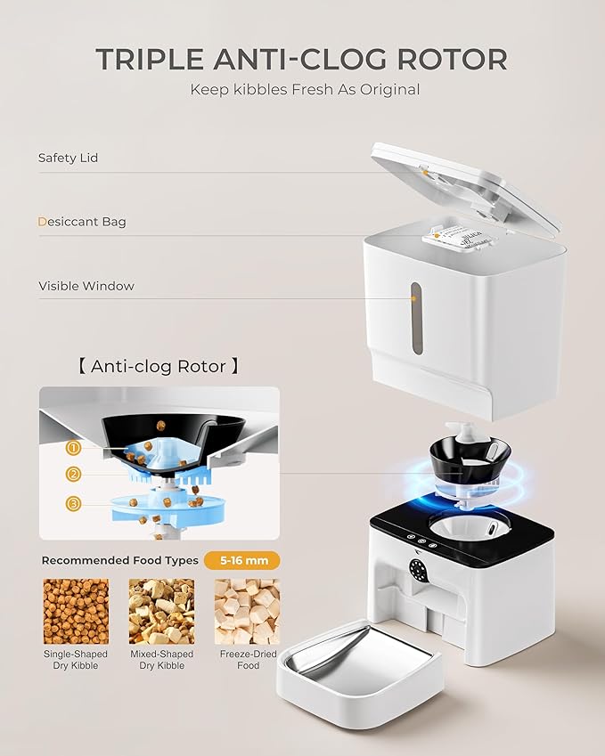 Automatic Cat Feeder with Camera, 7L Timed Dog Feeders, Adjustable Camera, 1080P HD Night Vision, Automatic Dog Feeder, 5G WiFi Cat Food Dispenser with 2-Way Audio, Low Food &amp; Motion Alerts