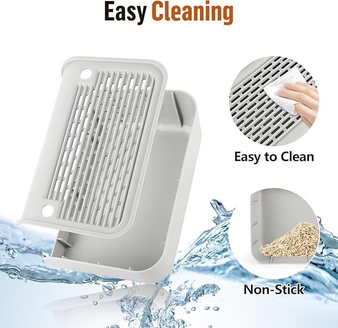 Cat Litter Box Step, Cat Litter Box Ramp Mat with Filter Function for Self-Cleaning Cat Litter Box, Easy to Clean, Cat Pedal Step Stool Ideal for Kitten &amp; Elderly Cats (Light Grey)