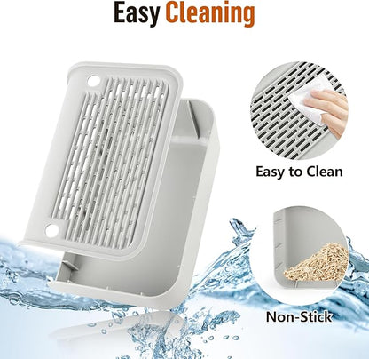 Cat Litter Box Step, Cat Litter Box Ramp Mat with Filter Function for Self-Cleaning Cat Litter Box, Easy to Clean, Cat Pedal Step Stool Ideal for Kitten &amp; Elderly Cats (Light Grey)