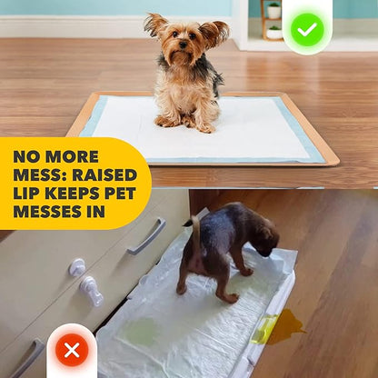 TidyFriend 2 Pack Dog Pee Pad Holder Tray Fits for 24” x 24” Wee Wee Pee Pads - Stable Grip, Raised Edges, Quick-Wipe Silicone Surface Dog Potty Tray Holder for Indoor Flooring Protection (Beige)