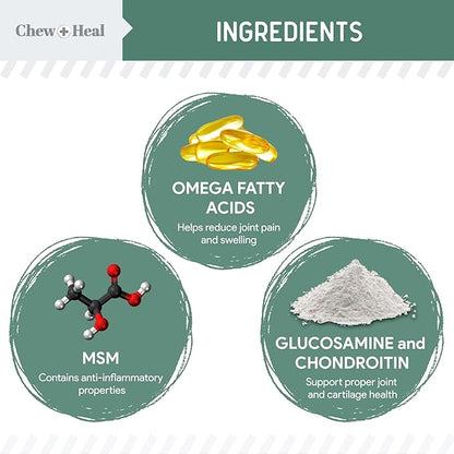 Glucosamine for Dogs Hip and Joint Supplement - 60 Senior Dogs Mobility Soft Chews - Made with Glucosamine, MSM, Chondroitin, Green Lipped Mussels and More - Made in The USA