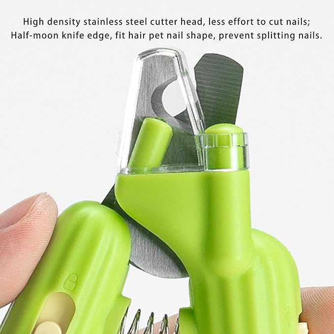 Cactus Shaped Cat Nail Clippers - Durable, Ergonomic Pet Grooming Tool for Cats &amp; Kittens - Safe, Sharp, and Comfortable Claw Trimmer(Green)
