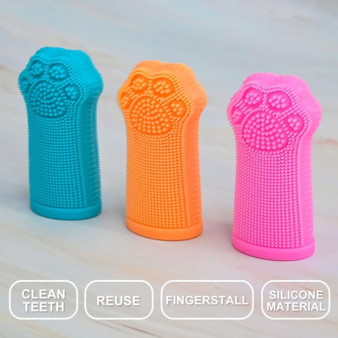 Hera Harmony Finger Toothbrush for Small Dogs, Cats &amp; Puppies, Soft Silicone, 3 Pack