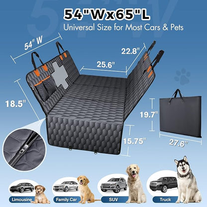 3-in-1 Convertible PU Leather Dog Car Seat Extender &amp; Booster Seat – 400lb Capacity, Waterproof, Hard Bottom, Scratch-Proof Hammock for Cars &amp; SUVs-L