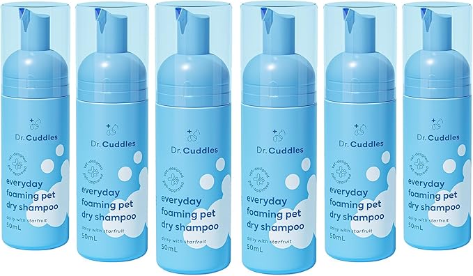 Foaming Dog Dry Shampoo, Travel Size Waterless Dog Shampoo No Rinse, Waterless Cat Shampoo, Natural Botanicals &amp; Deodorant for Dogs &amp; Cats, Vet Formulated, Cleans &amp; Conditions, Summer Pawty Pack of 6