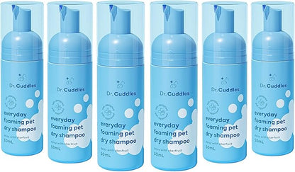 Foaming Dog Dry Shampoo, Travel Size Waterless Dog Shampoo No Rinse, Waterless Cat Shampoo, Natural Botanicals &amp; Deodorant for Dogs &amp; Cats, Vet Formulated, Cleans &amp; Conditions, Summer Pawty Pack of 6