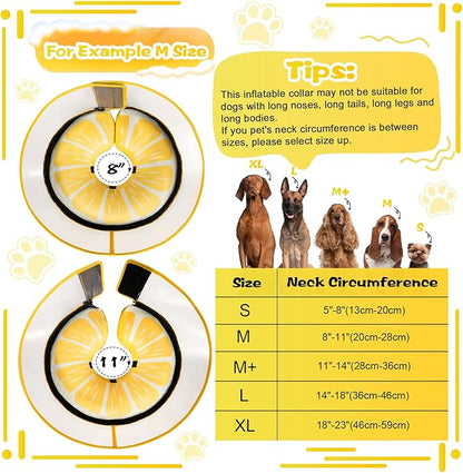 Inflatable Dog Cone Collar with Detachable Enhanced Anti-Licking Shield, Soft Neck Donut Collar for Dogs After Surgery, Adjustable Dog Cone Alternative for Large Medium Small Dogs &amp; Cats