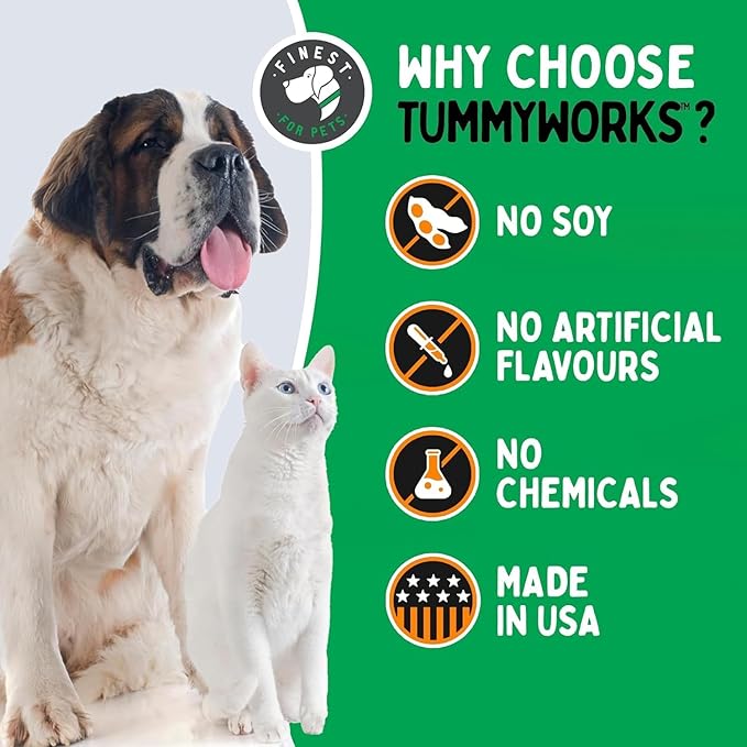 TummyWorks Probiotic Powder for Dogs &amp; Cats. Probiotics For Digestive Health, Immune Support, Diarrhea, Gas, Itching &amp; Seasonal Allergies. With Digestive Enzymes &amp; Prebiotics. Made in USA - 160 Scoops
