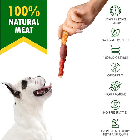 Dog Treats Rawhide Sticks Wrapped with Chicken 11 oz Pet Natural Chew Treats - Grain Free Meat &amp; Human Grade Dried Snacks - Best for Small &amp; Large Dogs (10.6 Ounce (Pack of 1), Triple Sticks)