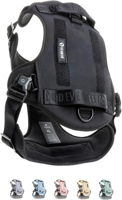 2025 New Edition, Fei &amp; Eve MagEase Dog Harness - 3-Second Magnetic Buckles | 3-Point No-Pull Control | Heavy-Duty 900D Nylon | Dual Safety Handles | Breathable Mesh | Adjustable Fit | Medium,Black