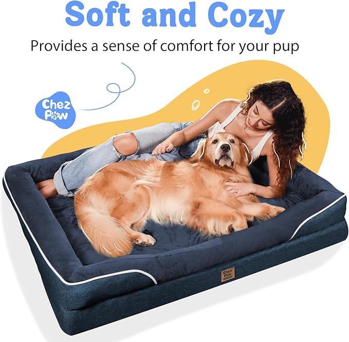 Removable Orthopedic Large Dog Bed -XL Large Dog Beds with Washable Cover and Removable Bolsters Non-Slip Bottom &amp; Waterproof Pet Bed Sofa for Big Size Dogs