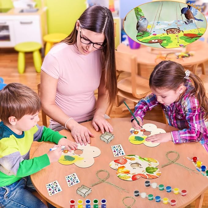 12 Pack Bird Feeder Craft Kits for Kids Ages 3-5 4-8 8-12, DIY Wooden Art Painting Outdoor Bulk Toys for Boys &amp; Girls, Easter Christmas Gifts, Party Favor Gifts for Nature Loving Children