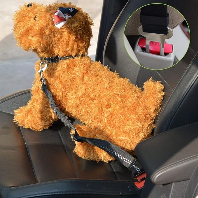 SlowTon Dog Seat Belt Harness for Car, Dog Car Harness Adjustable Mesh Breathable &amp; Dog Seatbelt Safety Tether with Elastic Bungee for Small Medium Large Pets(Blue, Single Clip, XS)