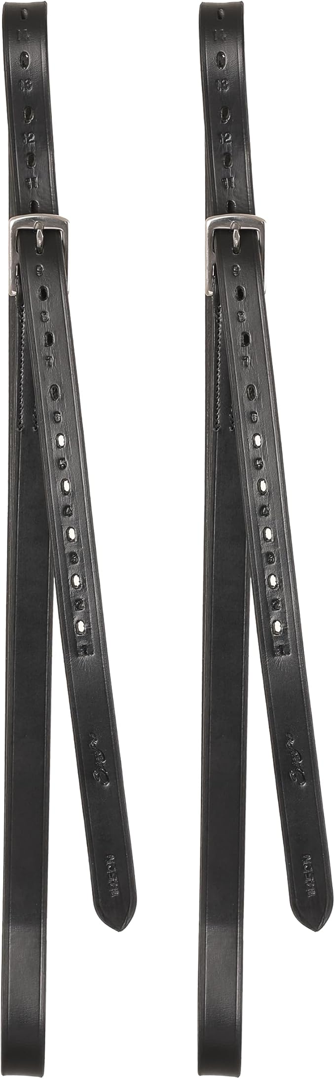 Exion Pre-Stretched Leather Stirrup Leathers for English Saddles | Premium Vegetable-Tanned Non-Stretch Stirrups for Jumping, Dressage &amp; Schooling | 18-Hole Numbered Adjustment &amp; SS Buckles