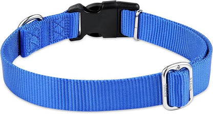 Hyhug Dog Collar for Large Dogs, Heavy Duty Blue| Quick Release Nylon Buckle Collar, Adjustable &amp; Durable Pet Supplies for Boy &amp; Girl Dogs (Large, Bright Blue)