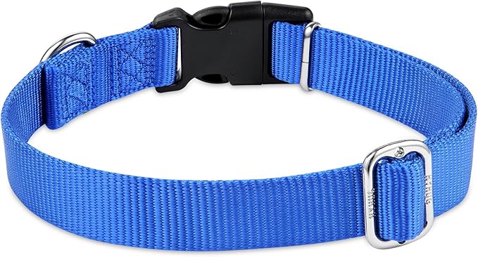 Hyhug Medium Dog Collar, Blue:Heavy-Duty Quick-Release Nylon Buckle, Adjustable &amp; Durable, Cute Dog Collar (Medium, Bright Blue)