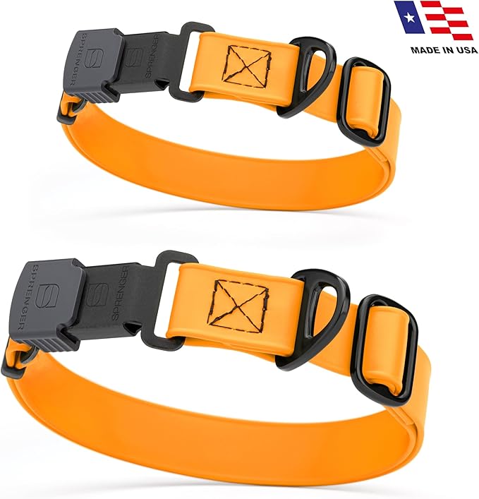 Dogline Biothane Waterproof Dog Collar with Herm Sprenger Stainless Steel Quick Release Buckle – Heavy Duty Tactical Durable Collar for Dogs – Comfortable and Safe Pet Collar, W 1" L 15-25", Tangerine