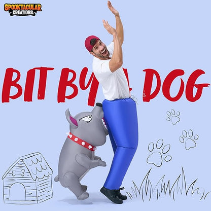 Spooktacular Creations Inflatable Dog Costumes for Adults, Biting By a Bulldog Blow up Outfit for Halloween Themed Parties
