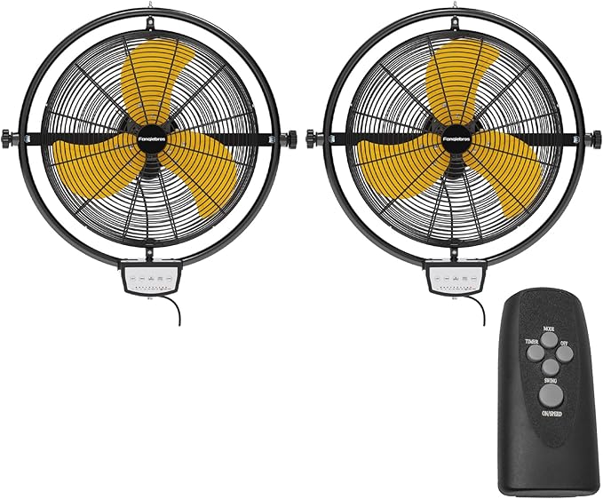 2 PCS 20 IN 5500 CFM Remote Control Wall Mount Fan, 3 Speed High Velocity Wall Fan with Timer, Air Circulator for Garage, Commercial, Greenhouse, Warehouse &amp; Gazebo Use, UL Listed