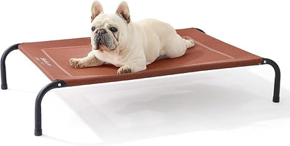 Bedsure Outdoor Elevated Dog Bed Medium Size Dog, Portable Indoor &amp; Outdoor Cooling Raised Cot Pet Hammock Bed with Skid-Resistant Feet, Frame with Breathable Mesh, Terracotta, 43 inches