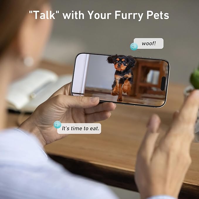Automatic Dog &amp; Cat Feeder with Camera &amp; WiFi – 8L/34 Cups, 1080P Night Vision, 2.4 &amp; 5G WiFi, 2-Way Talk, 10s Voice Recording, Timed Food Dispenser, Up to 99 Portions, 15 Meals Per Day