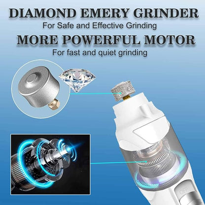 Pet Nail Grinder with LED Light &amp; 2 Grinding Heads, 2-Speed Low Noise &amp; More Powerful Dog Nail Grinder, Pet Nail Trimmer File, Painless Paw Claw Care, Quiet Toenail Grooming Tool for L/M/S Dogs/Cats