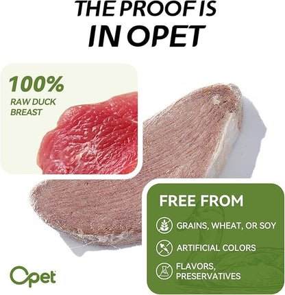 OPET Freeze Dried Duck Cat Treats, Single Ingredient Grain Free High Protein Pet Food for Cats and Dogs, Healthy Training Snacks，Freeze Dried Duck Breast Sliced Fillets (Duck Breast, 1.48 Ounce)