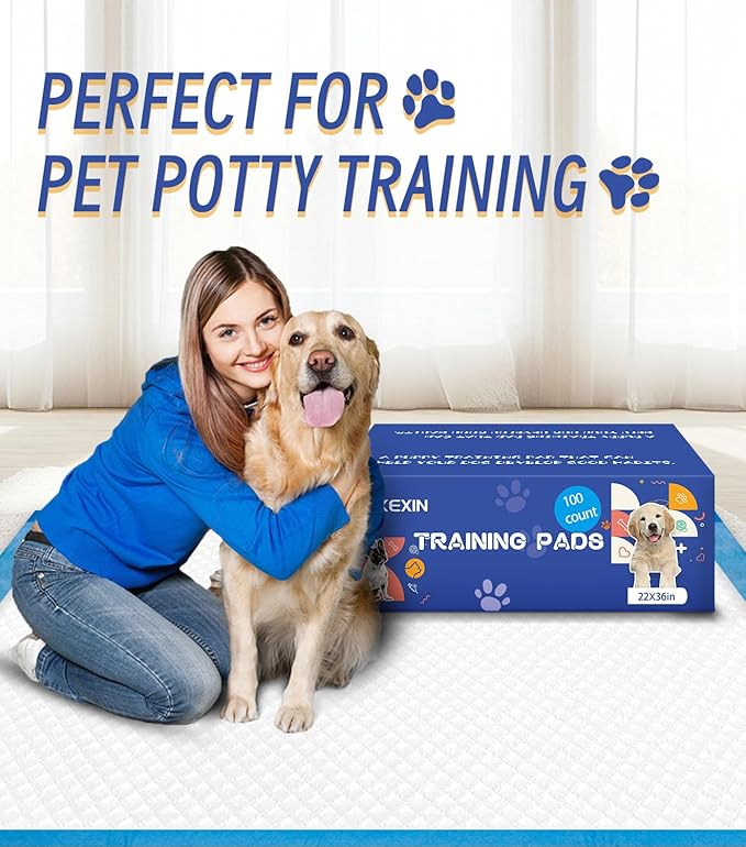 Large Puppy Pee Pads 22x36 Inch 100-Pack | Extra Absorbent Potty Training Pads for Dogs | Leakproof Quick-Dry &amp; Odor Blocking Pet Housebreaking Supplies