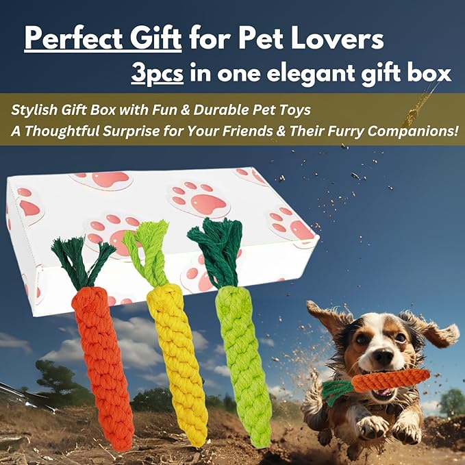 3PCS Mixed Color Woven Pet Rope Toys (Yellow, Green, Orange), Chew Toys for Dogs &amp; Cats, Safe &amp; Durable Braided Rope Toys for Pets