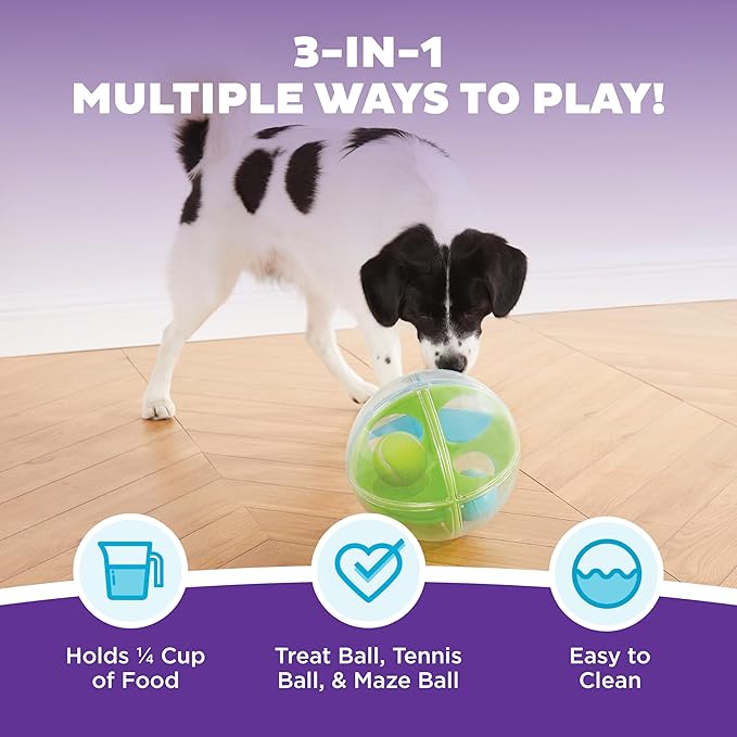 Outward Hound by Nina Ottosson A-Maze Ball Dog Treat Puzzle Ball, Level 2 Intermediate, Green