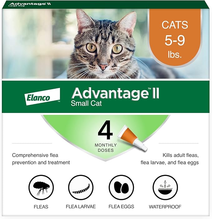 Advantage II Small Cat Vet-Recommended Flea Treatment &amp; Prevention | Cats 5-9 lbs. | 4-Month Supply