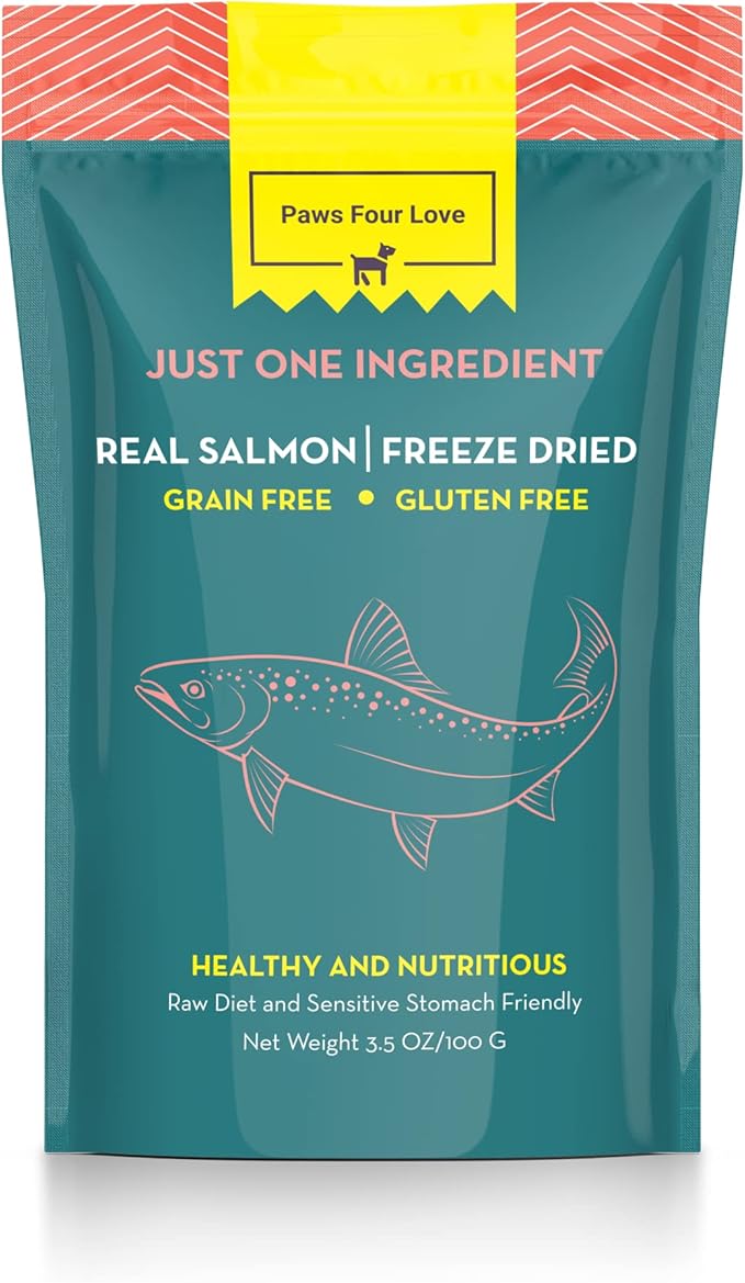 Organic Freeze Dried Dog &amp; Cat Treats - Single Ingredient, Grain Free Food Toppers for Healthy Pets, No Fillers or Preservatives (1 Bag, Salmon)