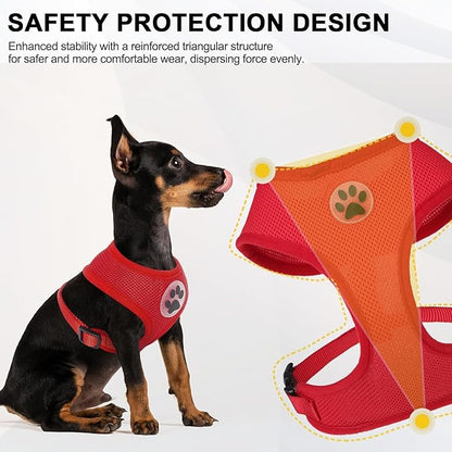 BINGPET No Pull Dog Harness - All Weather Mesh Step-in Vest for Small Dogs, Breathable Mesh Puppy &amp; Cat Harness, Red, X-Small