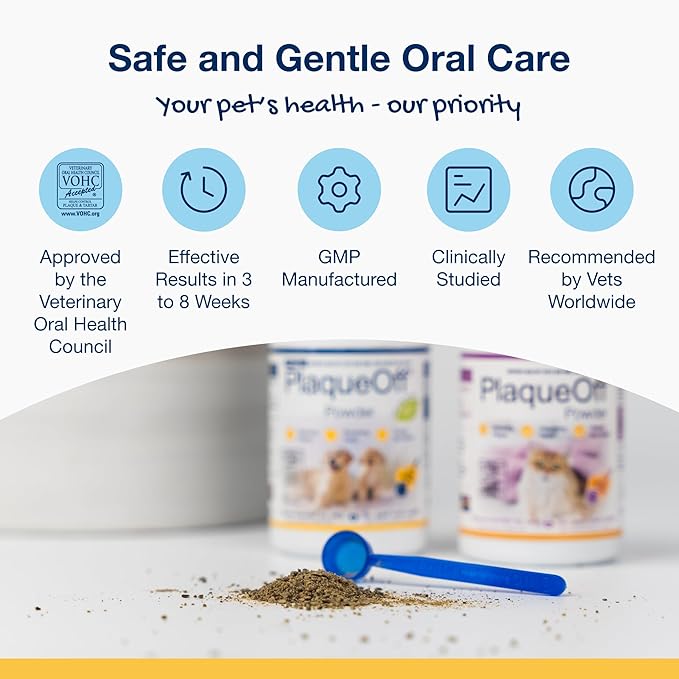 ProDen PlaqueOff Powder for Pets - Cat &amp; Dog Breath Freshener - Plaque &amp; Tartar Remover for Pet Oral Care - 60g