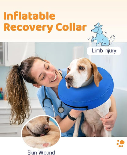Supet Inflatable Dog Cone for Dogs to Stop Licking, Dog Neck Donut Collar Recovery E Collar to Stop Licking, Soft Pet Cone for Small Medium Large Dogs