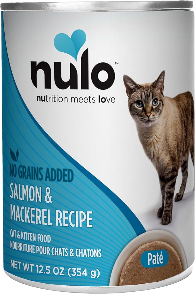 Nulo Salmon &amp; Mackerel Recipe Pate Wet Canned Cat Food, 12.5 Ounce (Pack of 12)