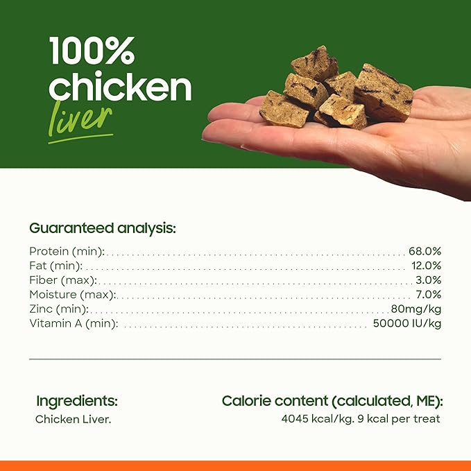 smallbatch Freeze Dried Dog Treats, Chicken Liver Treats for Dogs &amp; Cats, High Protein, Single Ingredient Dog Treat for Training or Food Topper, Natural, Humanely Sourced Meat, Made in the USA, 3.5 oz