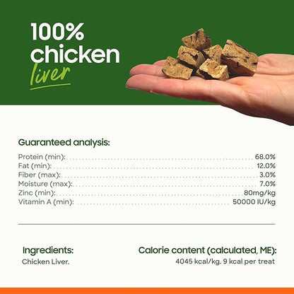 smallbatch Freeze Dried Dog Treats, Chicken Liver Treats for Dogs &amp; Cats, High Protein, Single Ingredient Dog Treat for Training or Food Topper, Natural, Humanely Sourced Meat, Made in the USA, 3.5 oz