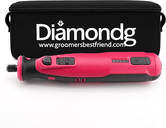 Diamondg Cordless Dog Nail Grinder with Quiet Sound &amp; LED Tip for Large &amp; Small Dogs, 4hrs. Runtime - Electric Dog Nail Trimmer, Heavy Duty Rotary Tool Alternative to Toenail Clippers &amp; Filers