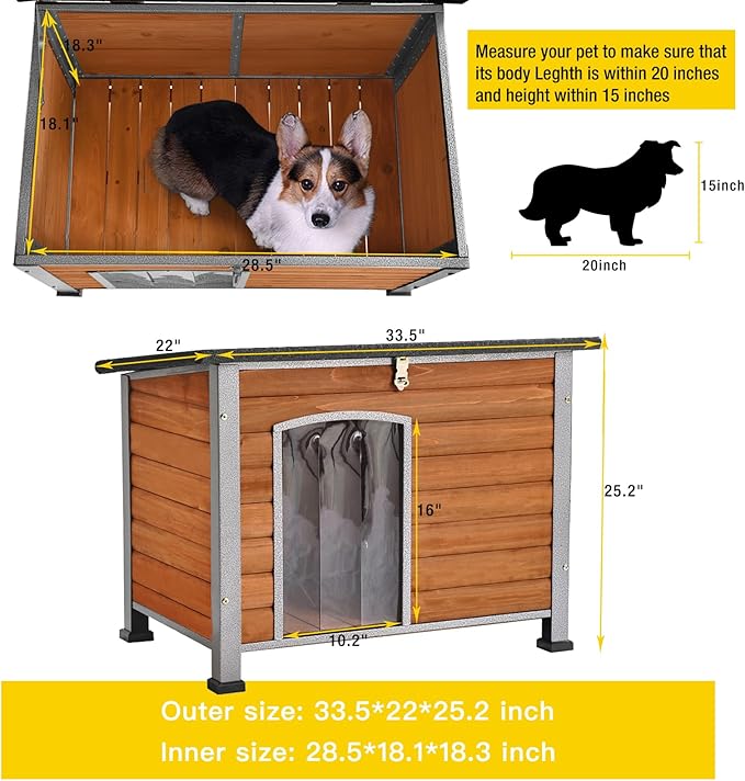 Aivituvin Dog House Outdoor &amp; Indoor Unique All-Around Iron Frame Dog Kennel for Winter with Raised Feet Weatherproof for Small &amp; Medium &amp; Large Dogs