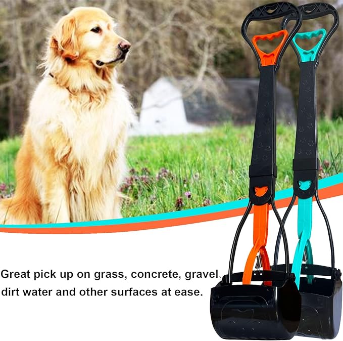 2-Piece Pooper Scooper for Large Medium &amp; Small Dogs Heavy Duty,Long Handled Dog Poop Scooper for Grass,Durable Dog Poop Pick Up Tool