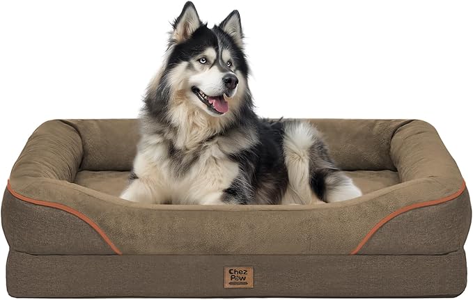 Washable Orthopedic Large Dog Bed -XL Large Dog Bed with Removable &amp; Waterproof Cover Pet Beds with Foam Support for Big Size Dogs with Bolster