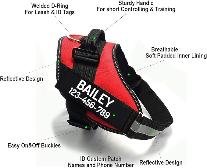 PawPawify Custom No Pull Dog Harness with Name and Phone Number, Heavy Duty Personalized Pet Vest to Prevent Tugging, Pulling, or Choking, Training and Walking (Pink, L (40-60 LBS))
