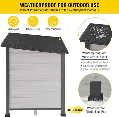Aivituvin Large Dog House Outdoor Indoor Weatherproof Dog House for Small &amp; Medium &amp; Large Dogs with Unique All-Around Iron Frame＆Raised Feet（White）