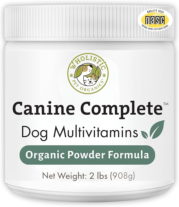 Wholistic Pet Organics Canine Complete - Dog Multivitamin Powder - 2 Lb - Daily Dog Vitamins and Supplements for Homemade Food - Immune System, Skin, Coat &amp; Overall Health - Small and Large Breed