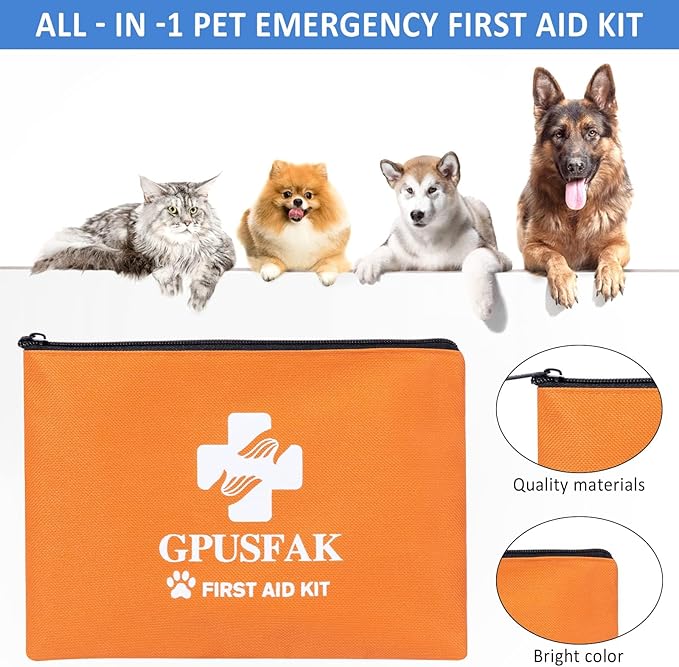 Pet First Aid Kit for Dogs &amp; Cats - Dog First Aid Kit Pet Emergency Kit with First Aid Supplies for Home Camping Hiking Traveling