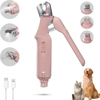 2 in 1 Cat Nail Clippers &amp; Dog Nail Clippers Trimmers for Large Medium Small Dogs Cats Claw Trimmer Quick Sensor and Safety Guard USB Rechargeable with 2 LED Lights Dogs Nail Trimmer