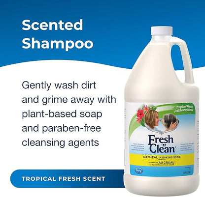 PetAg Fresh ’n Clean Oatmeal ’n Baking Soda Shampoo - Tropical Fresh Scent - 64 oz - Nurtures Dry, Itchy &amp; Sensitive Skin with Vitamin E &amp; Aloe - Strengthens &amp; Repairs Coats - Soap Free